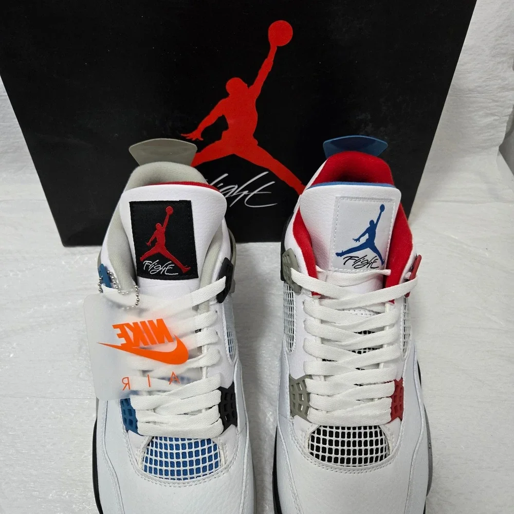 Air Jordan 4 Retro SE What The White Military Blue Fire Red CI1184-146 Mens 12